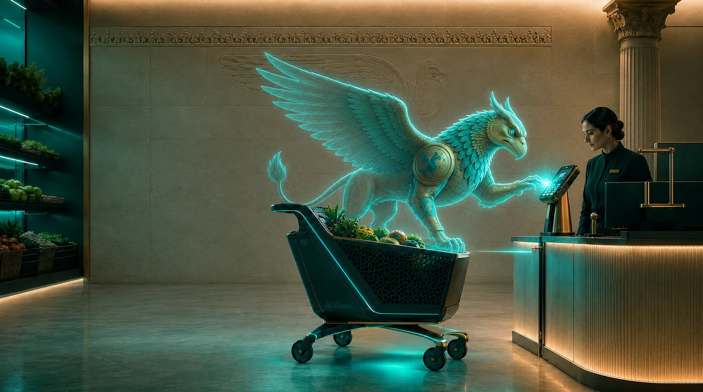 AI shopping agent comparing products, prices, delivery details and customer reviews before completing a purchase for a human shopper.