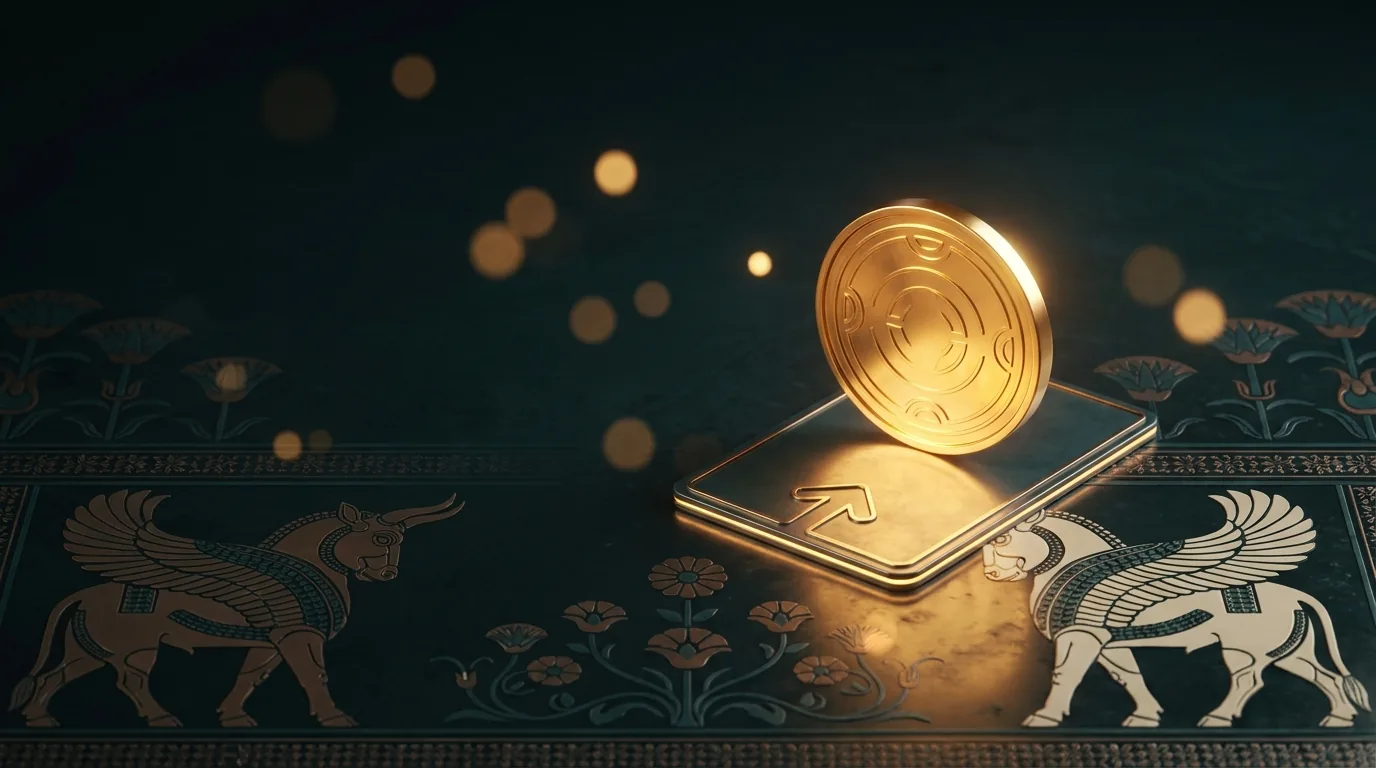 Gold and teal color swatches arranged over a dark engraved Persian surface — color psychology in branding