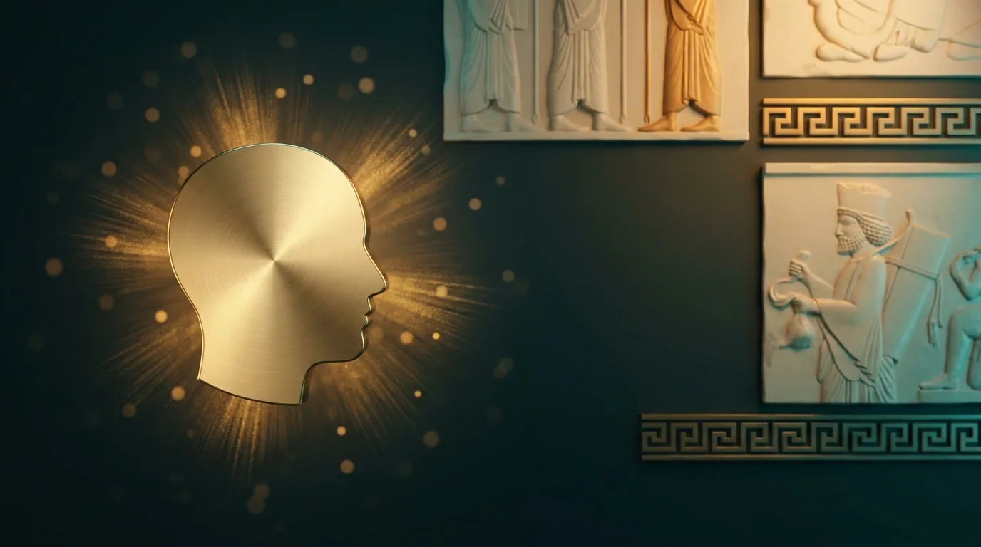 Gold winding path with stage markers over a dark teal engraved Persian surface — customer journey mapping
