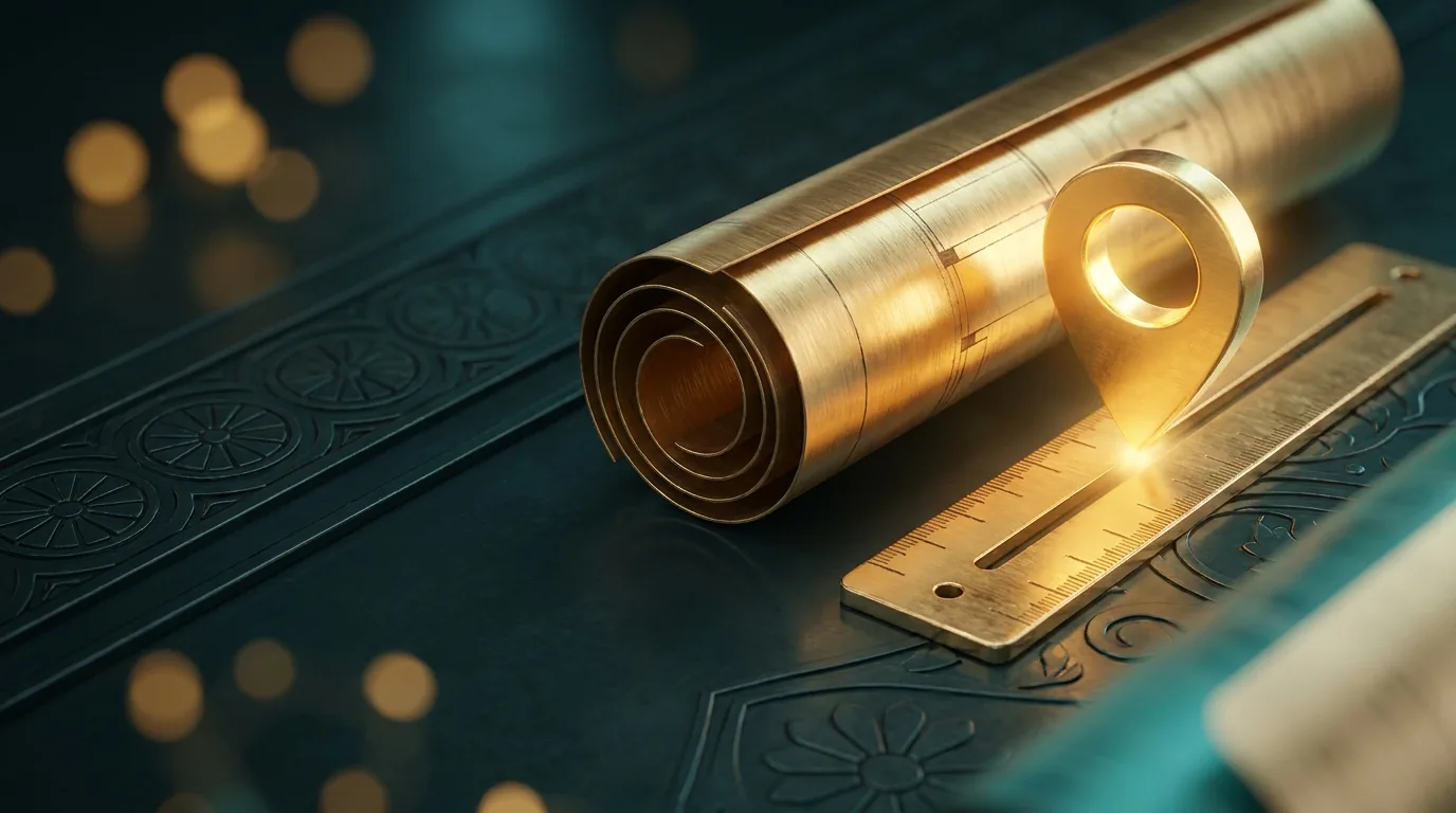 Gold magnet drawing leads into a funnel over a dark teal engraved Persian surface — lead generation strategies