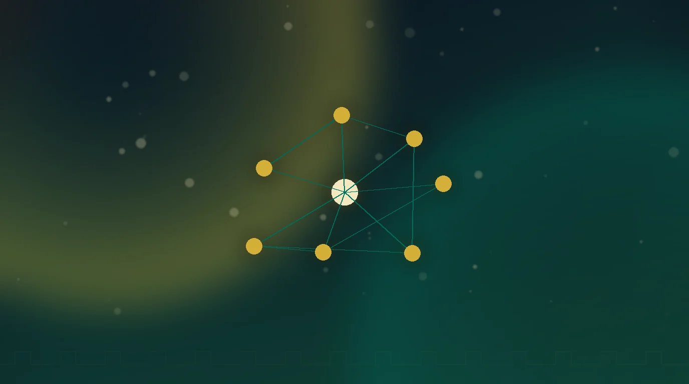 Network of gold directory nodes linked by teal lines over a dark engraved surface — local citations and NAP consistency