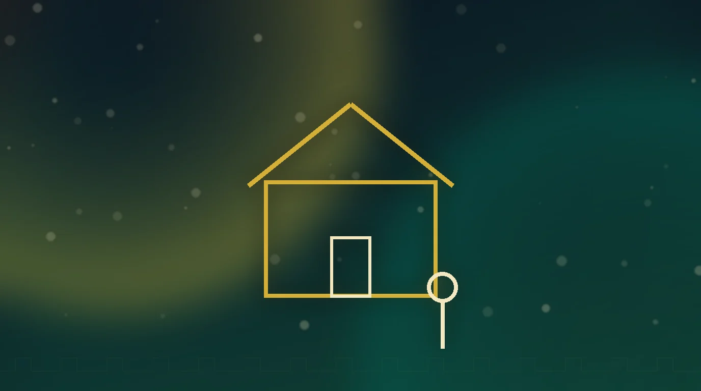 Gold house key and skyline with route lines over a dark teal engraved Persian surface — real estate marketing ideas