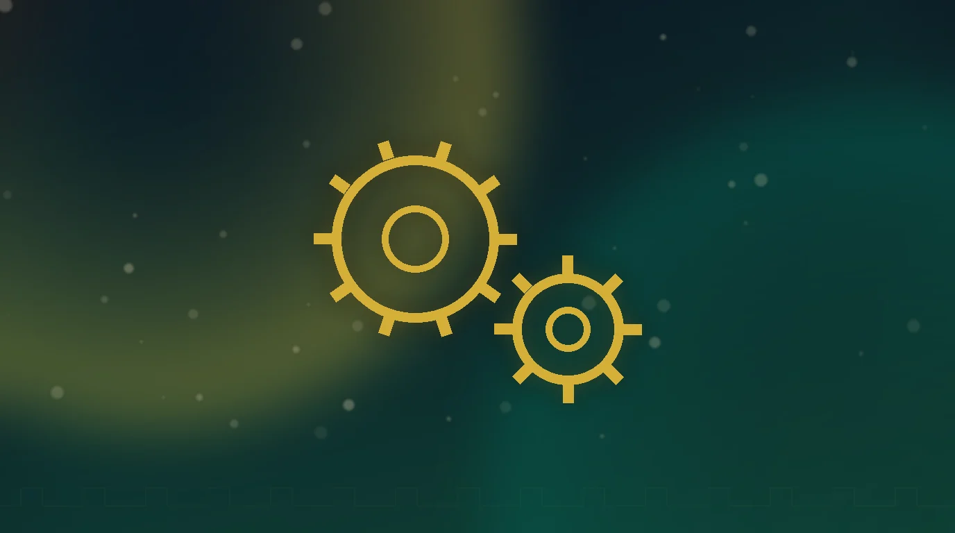 Gold gear and sitemap structure glowing over a dark teal engraved Persian backdrop — technical SEO foundations