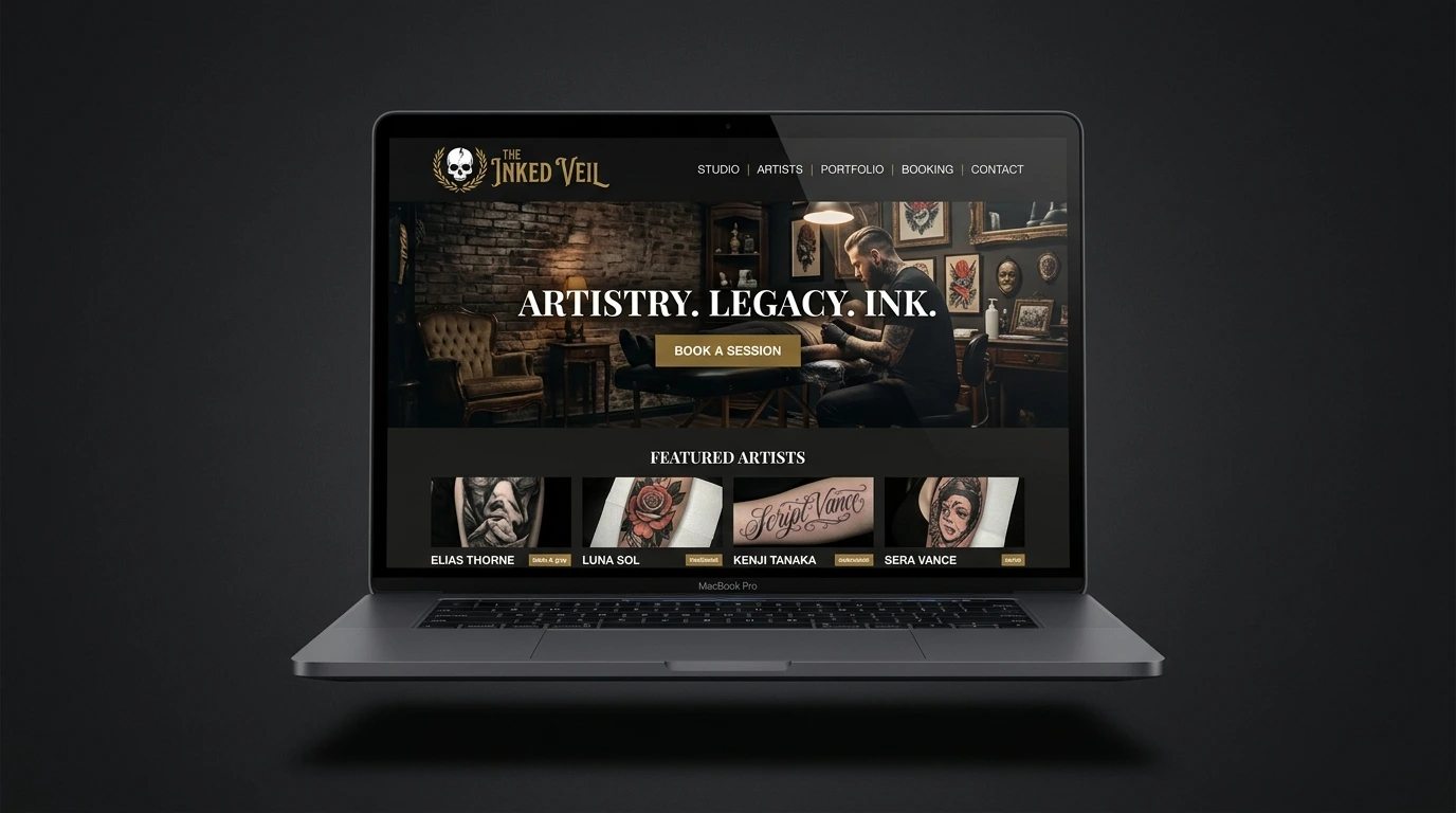 Concept website design for a tattoo studio