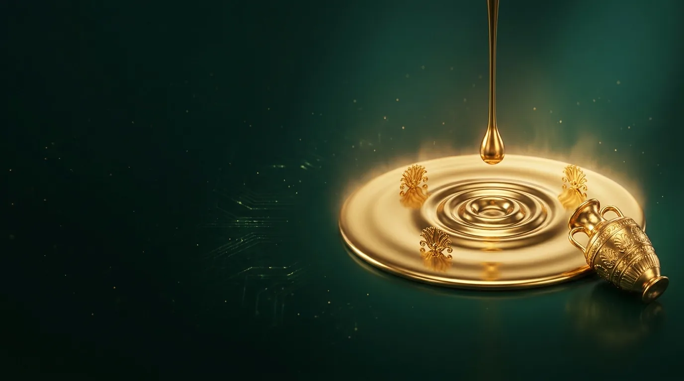 A golden lacquer drop and Achaemenid filigree — nail studio marketing by Angarum Media