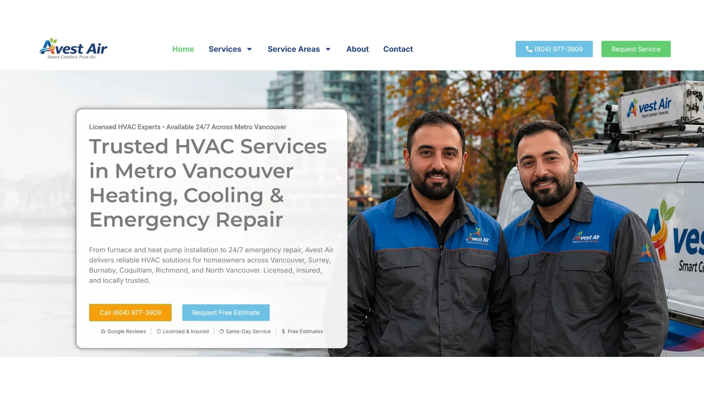 Avest Air website by Angarum Media